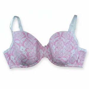 Cacique 44DDD Pink & White Damask Scroll Full Coverage Underwire Bra